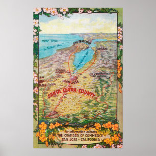 Aerial Map of Santa Clara County Poster