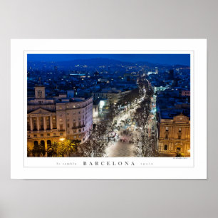 Aerial night view of La Rambla (poster) Poster