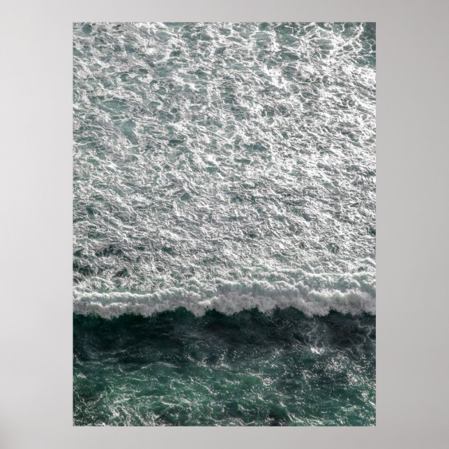 Aerial Ocean Wave Foam - Dramatic Coastal Water Ph Poster (Front)