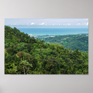 Aerial of coastal puerto rico at el yunque poster