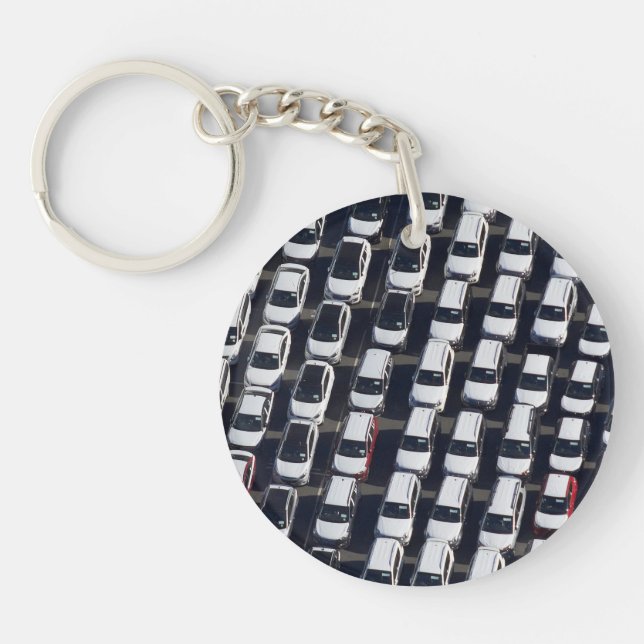 Aerial over Car Lot Keychain (Front)