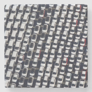 Aerial over Car Lot Stone Coaster