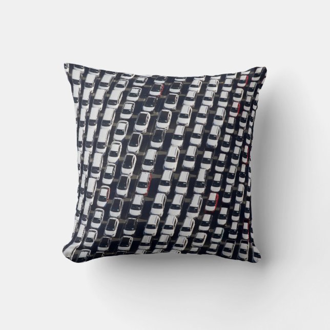 Aerial over Car Lot Throw Pillow (Front)