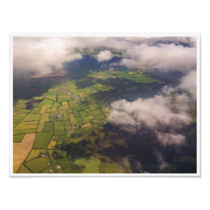 Aerial Patchwork of Irish Farmland and Clouds Photo Print
