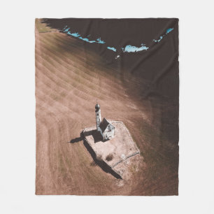 AERIAL PHOTO OF WHITE BUILDING DURING DAYTIME FLEECE BLANKET