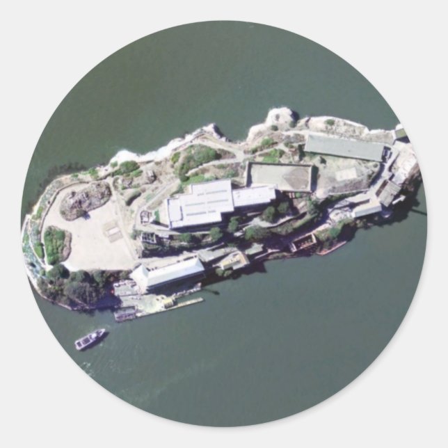 Aerial photograph of Alcatraz Classic Round Sticker (Front)