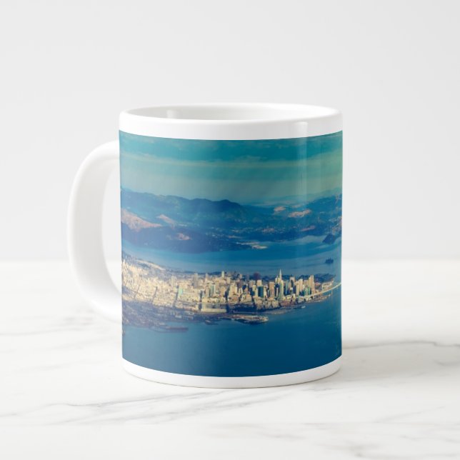 Aerial photograph of the San Francisco Bay Large Coffee Mug (Front Left)