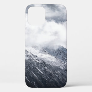 AERIAL PHOTOGRAPHY OF GRAY AND BLACK MOUNTAIN iPhone 12 CASE