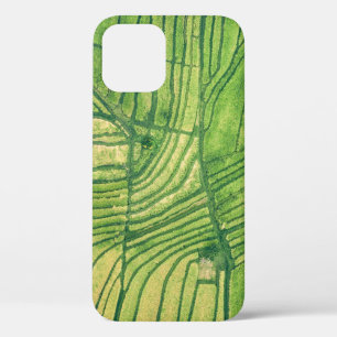 Aerial photography of green farm field iPhone 12 case
