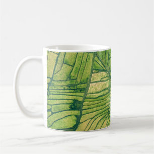 Aerial photography of green farm field coffee mug