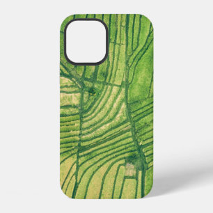 Aerial photography of green farm field iPhone 12 case