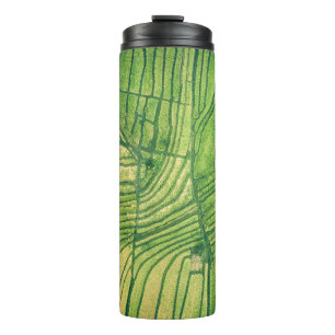 Aerial photography of green farm field thermal tumbler