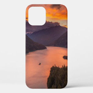 AERIAL PHOTOGRAPHY OF LAKE VIEWING MOUNTAIN UNDER  iPhone 12 CASE