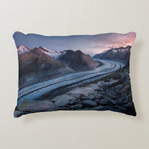 AERIAL PHOTOGRAPHY OF MOUNTAIN AND RIVER ACCENT PILLOW