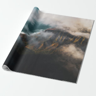 AERIAL PHOTOGRAPHY OF MOUNTAIN COVERED WITH FOG WRAPPING PAPER