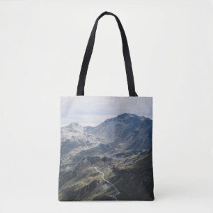 AERIAL PHOTOGRAPHY OF MOUNTAIN TOTE BAG