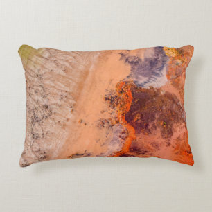 Aerial photography of mountains in the morning accent pillow