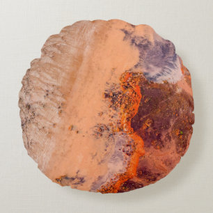 Aerial photography of mountains in the morning round pillow