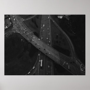 AERIAL PHOTOGRAPHY OF VEHICLE ON ROAD POSTER