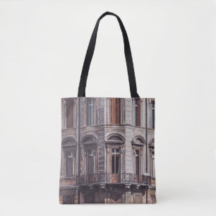 AERIAL PHOTOGRAPHY OF WINDOWPANE OF THE BUIDLING TOTE BAG