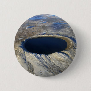 Aerial Pingualuit Crater, Quebec, Canada. 2 Inch Round Button