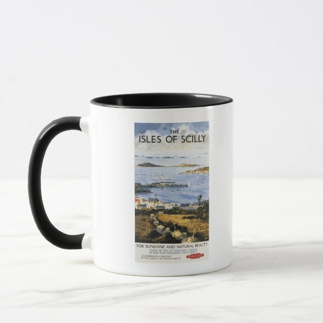 Aerial Scene of Town and Dock Railway Poster Mug (Left)