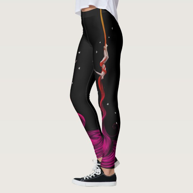 Aerial Silks Artist Fushia Fade Leggings (Left)