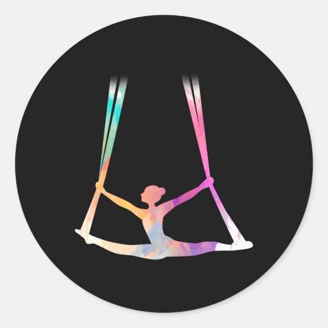 Aerial Silks Circus Yoga Classic Round Sticker (Front)