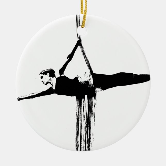 Aerial Silks Dancer Ceramic Ornament (Front)
