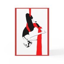 Aerial Silks Dancer Note Card in Red