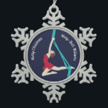 Aerial Silks Snowflake Pewter Christmas Ornament<br><div class="desc">Aerial silks design with customisable text.</div>