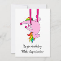 Aerial Silks Unicorn Flat Birthday Card