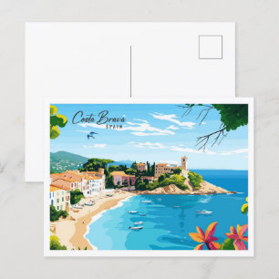 Aerial View Costa Brava Spain Travel Postcard