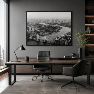 Aerial View London with Tower Bridge River Thames Poster