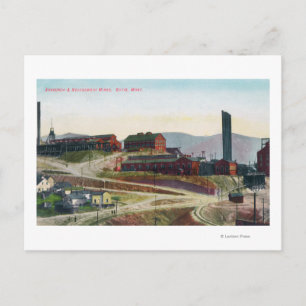 Aerial View of Anaconda & Neversweat Mines Postcard