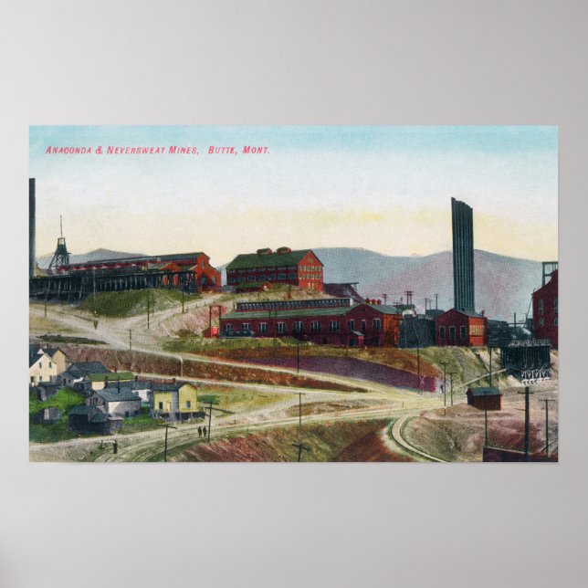 Aerial View of Anaconda & Neversweat Mines Poster (Front)