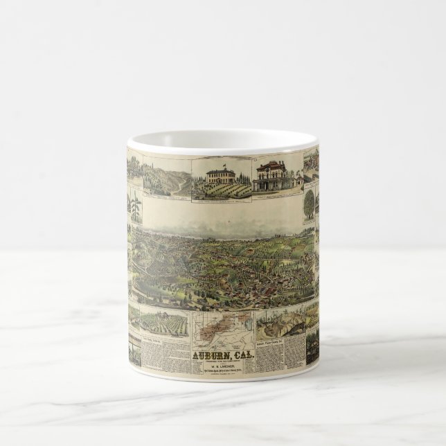 Aerial View of Auburn, California (1887) Coffee Mug (Center)