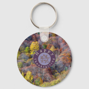 Aerial View of Autumn forest Colourful Trees Keychain