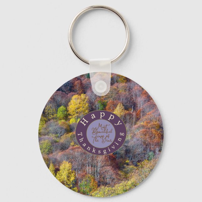 Aerial View of Autumn forest Colourful Trees  Keychain (Front)