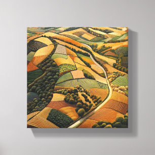 Aerial View of Autumnal Farmland Canvas Print