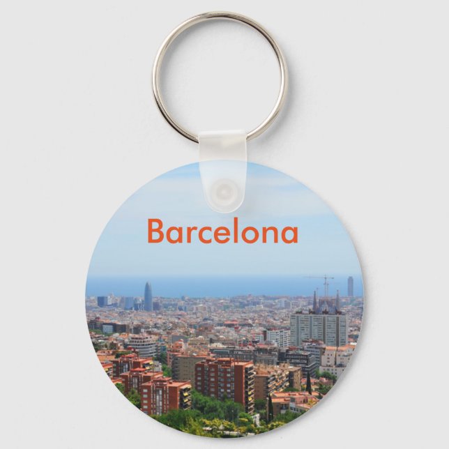 Aerial view of Barcelona, Spain Keychain (Front)