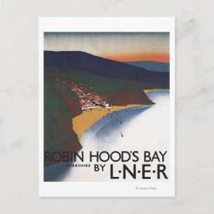 Aerial View of Bay and Cliffs Railway Poster Postcard