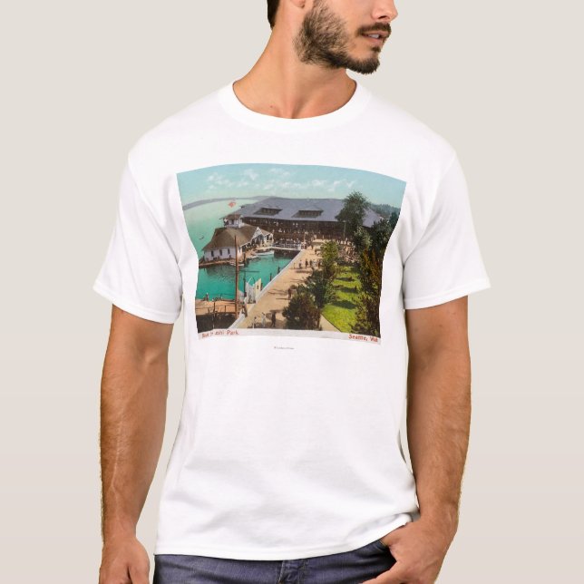 Aerial View of Boat House, Lake, Leshi Park T-Shirt (Front)