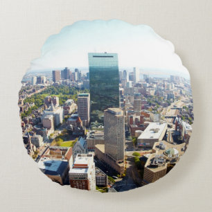 Aerial view of Boston 2 Round Pillow