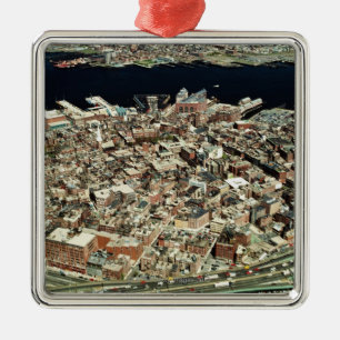 Aerial view of Boston, MA Metal Ornament