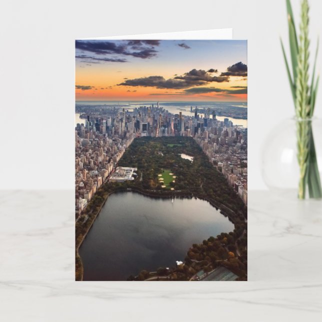 Aerial View of Central Park at Sunset Card (Front)