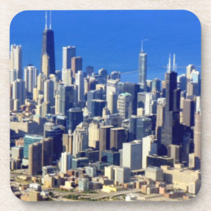 Aerial view of Chicago Downtown with Lake Coaster