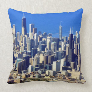 Aerial view of Chicago Downtown with Lake Throw Pillow