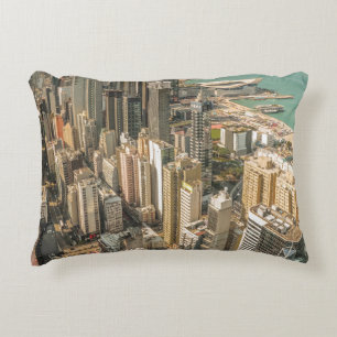 AERIAL VIEW OF CITY BUILDINGS ACCENT PILLOW