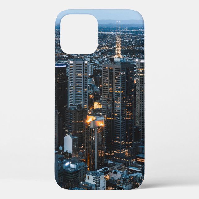 AERIAL VIEW OF CITY BUILDINGS DURING NIGHT TIME Case-Mate iPhone CASE (Back)